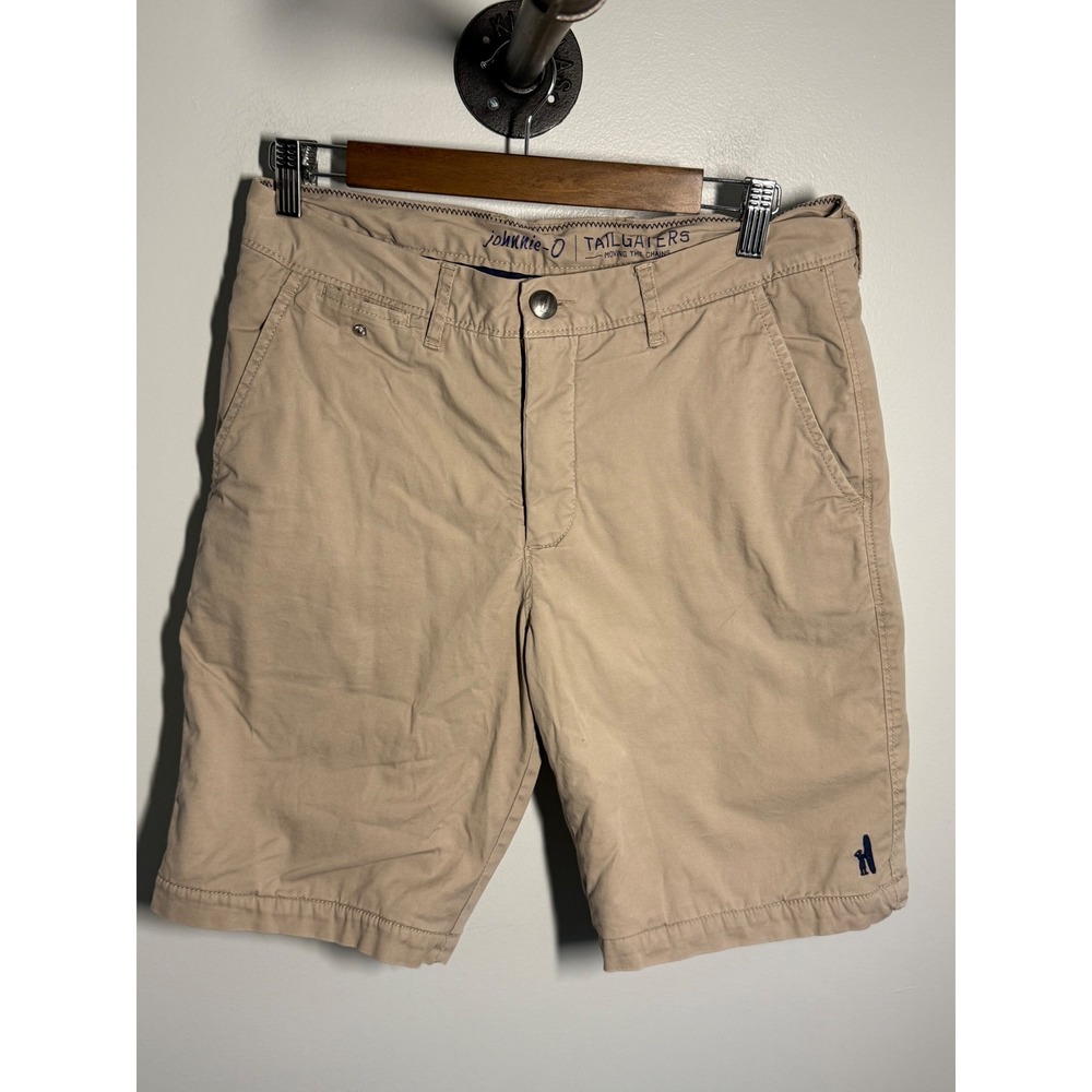 Johnnie-O Tailgaters Fleece Lined Chino Shorts Mens 30 Tan Khaki Cotton Blend